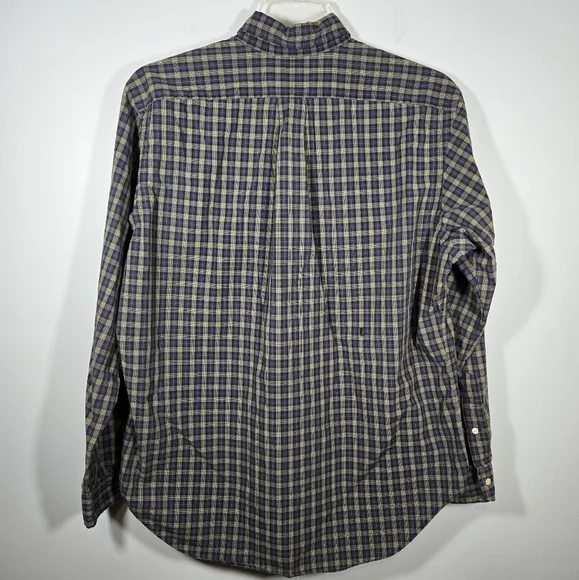 Ralph Lauren Men’s Green Navy Plaid Button Up Long Sleeve Shirt Size Large - Picture 5 of 11